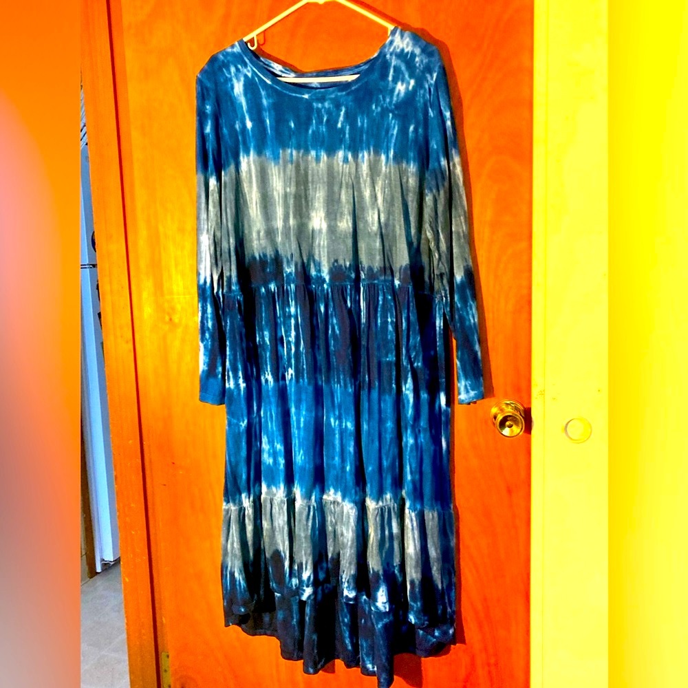 Blue tie dye maxi/ hi-low dress
